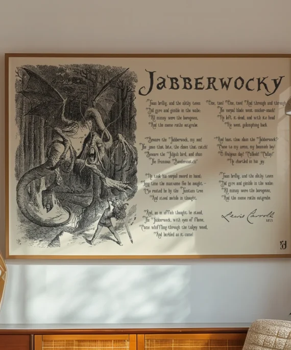 Jabberwocky print by Lewis Carroll – literary wall art, giclée