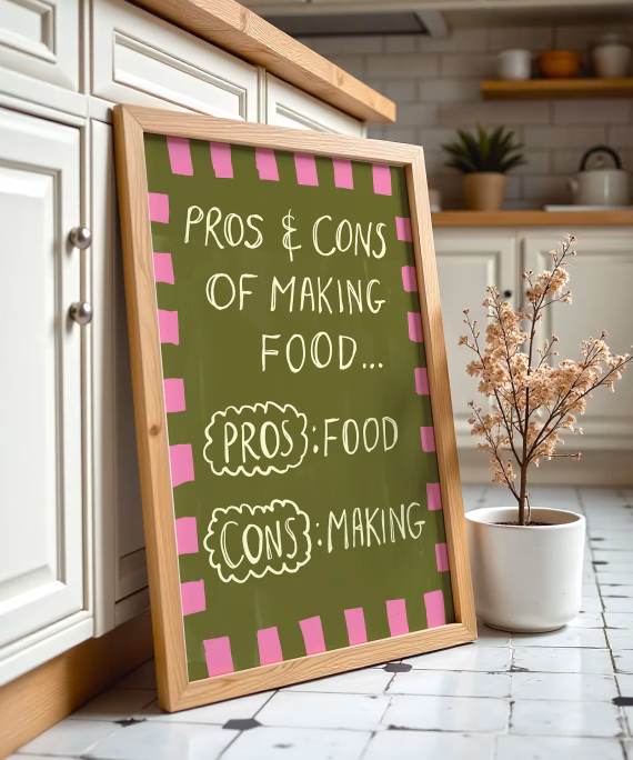 Pros and Cons of Making Food print – funny kitchen wall art by IID Prints
