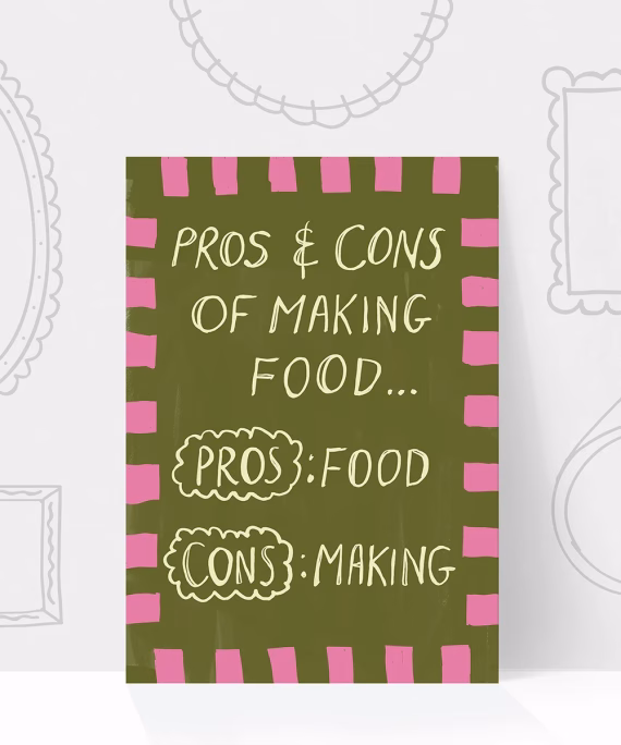 Pros and Cons of Making Food print – funny kitchen wall art by IID Prints